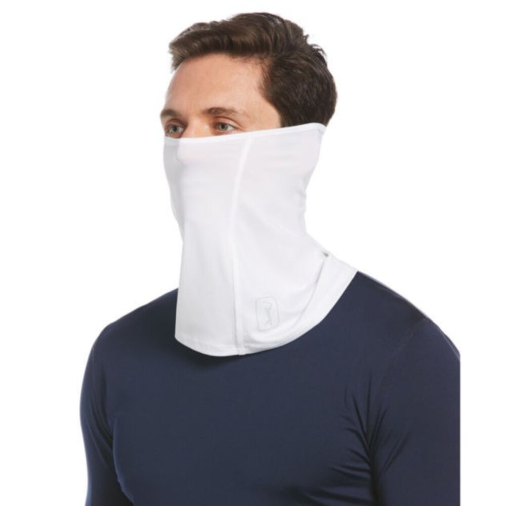 PGA TOUR Mens S/M White Golf Sun SOLAR BLOCK Neck GAITER Mask UPF 50+ NEW NIB